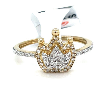 10k Two Tone Gold Women’s Diamond Crown Ring 1.80g .25CTW Size 7.50