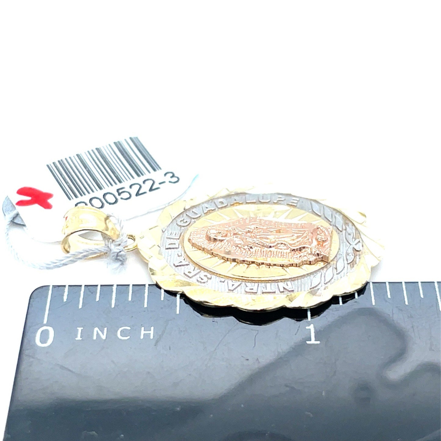 14k Tri Color Gold Oval Virgin Mary Pendant 3.10g3