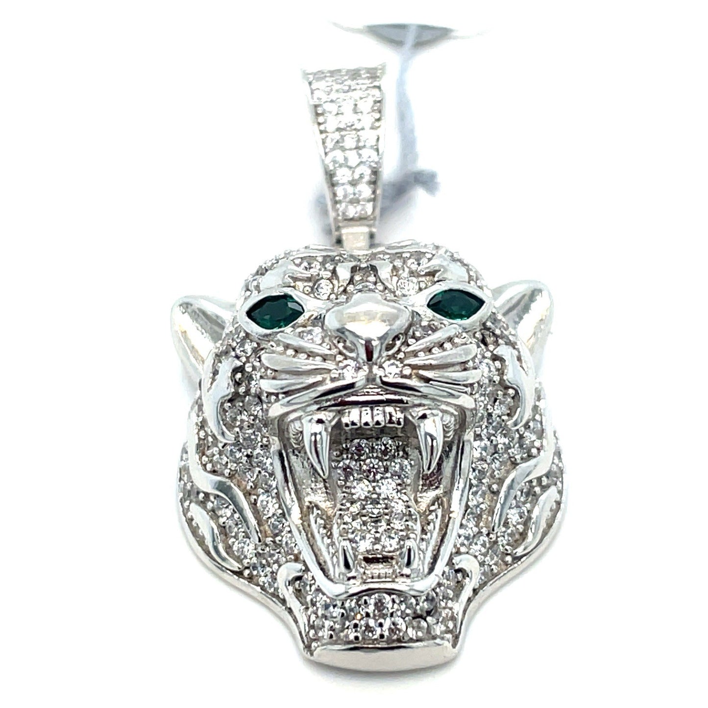 925 Sterling Silver CZ Jaguar Pendant 11.70g 1