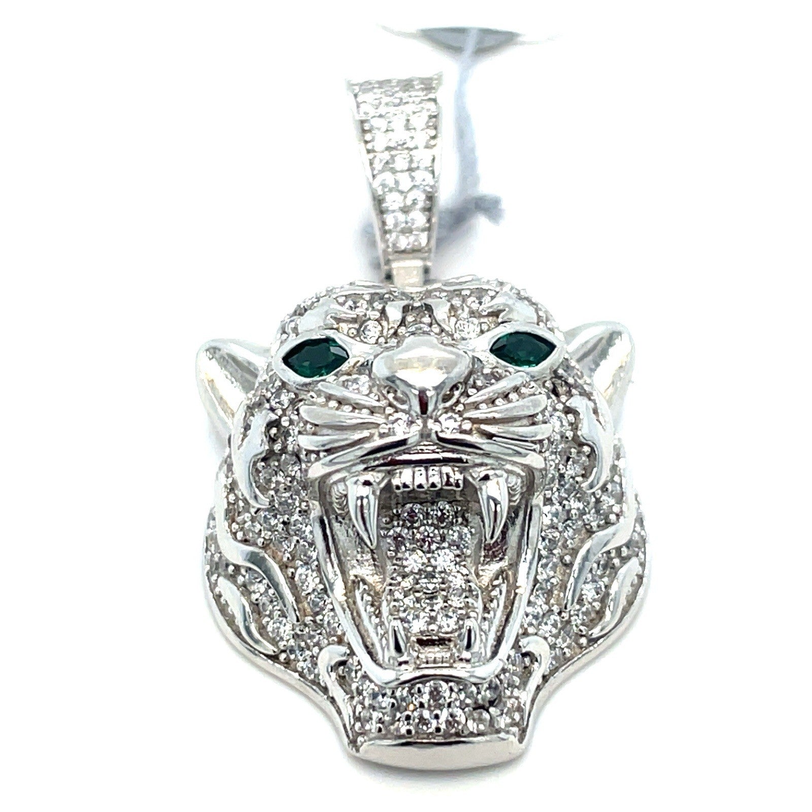 925 Sterling Silver CZ Jaguar Pendant 11.70g 1