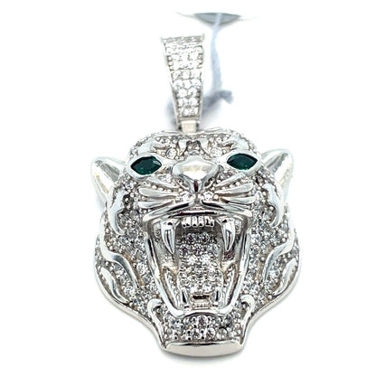 925 Sterling Silver CZ Jaguar Pendant 11.70g 1