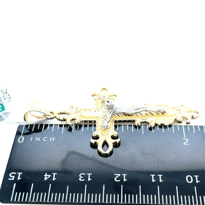 14k Two Tone Gold Cross Pendant 7.20g3