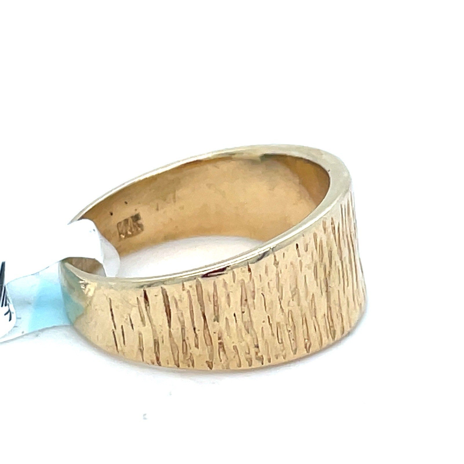 14k Yellow Gold Wood Grain Band Ring 6.40g Size 81