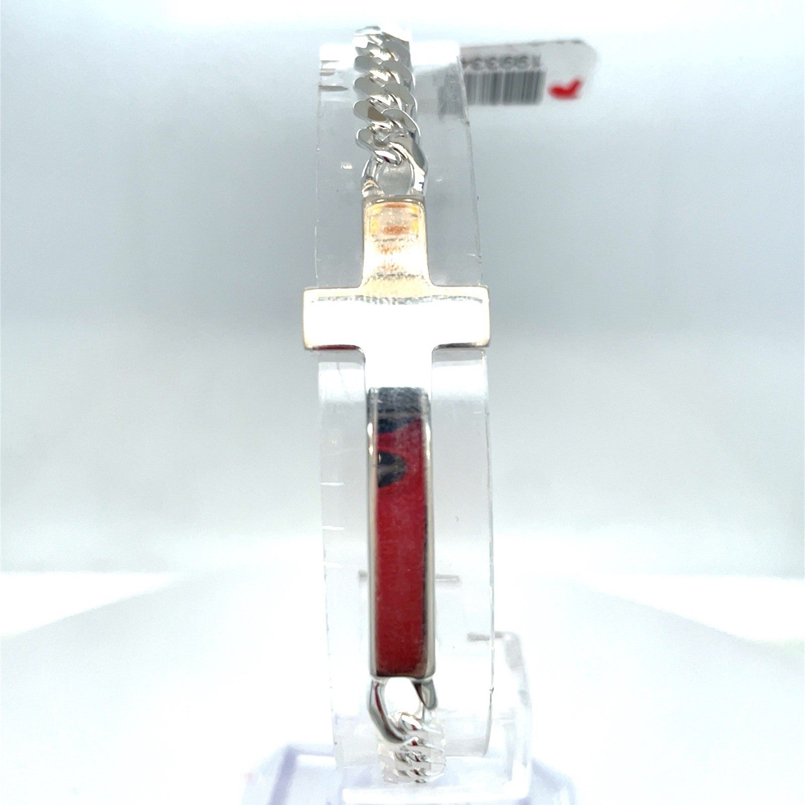 925 Sterling Silver Women’s 8” Cross Cuban Style Bracelet 12.00g 2