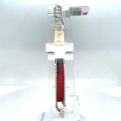 925 Sterling Silver Women’s 8” Cross Cuban Style Bracelet 12.00g 2