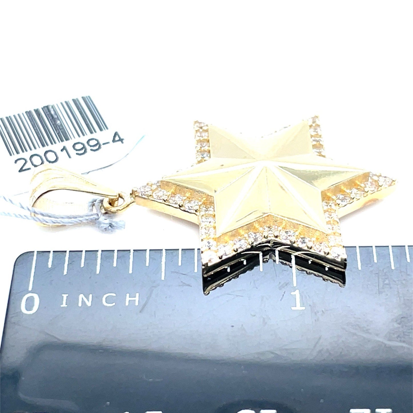 10k Yellow Gold CZ Hollow Star Pendant 3.30g 3