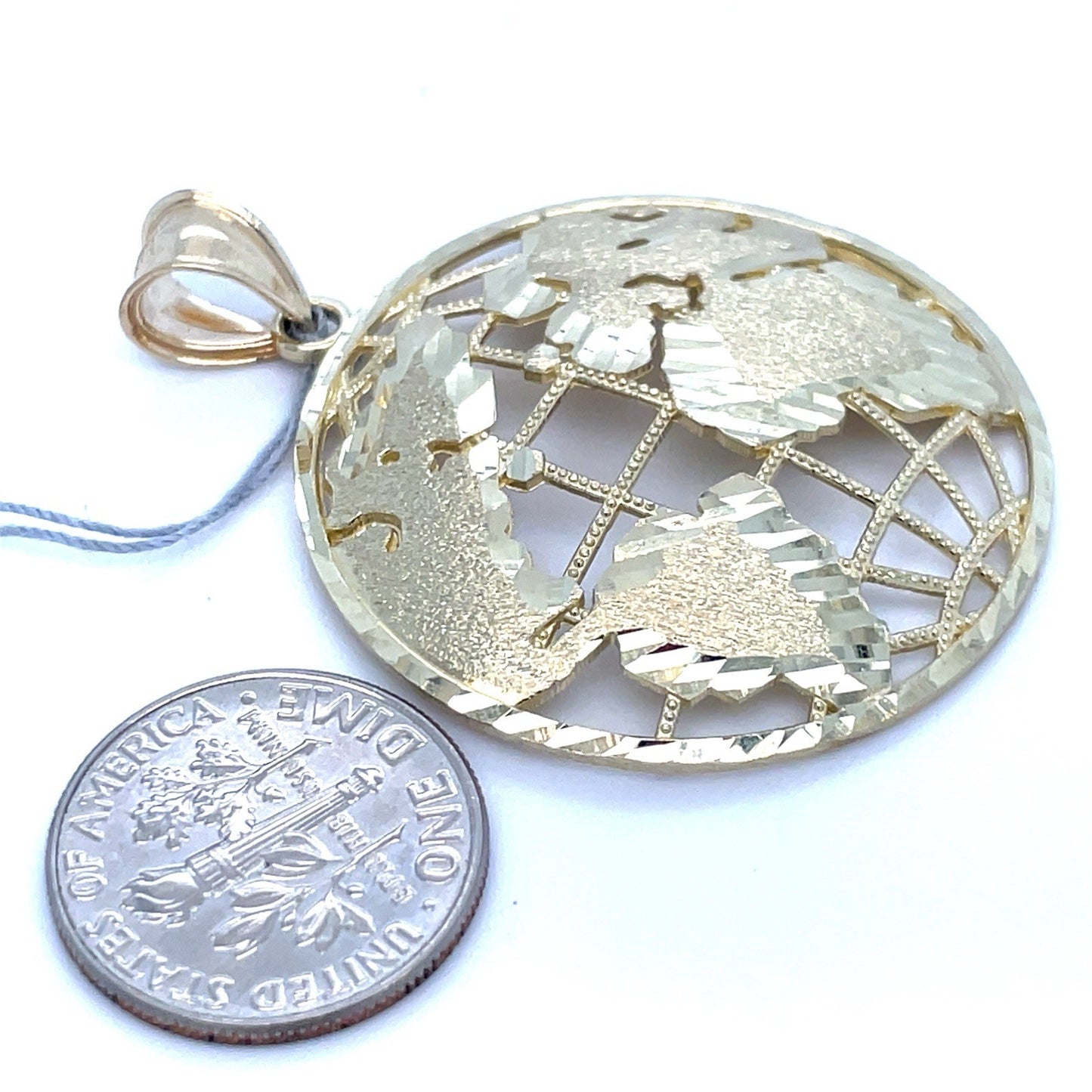 10k Yellow Gold Open World Satin Pendant 5.16g1