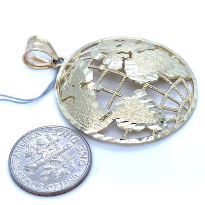 10k Yellow Gold Open World Satin Pendant 5.16g1