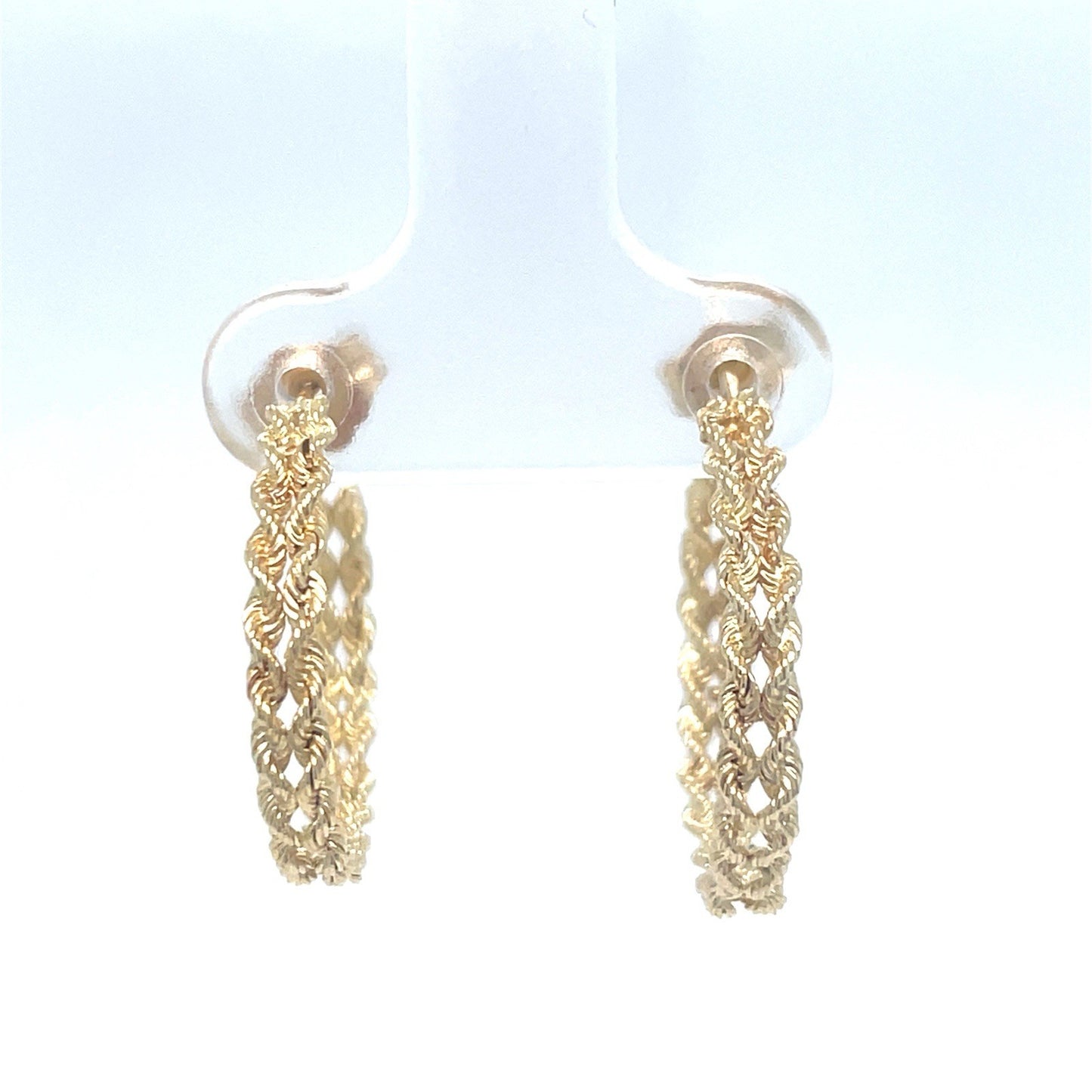 14k Yellow Gold Women’s Hollow Double Rope Style Small Hoop Earrings 2.40g0