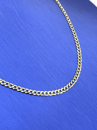14K yellow gold 16” solid flat Cuban necklace 3.1 mm 4.9 g2