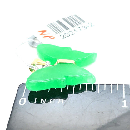 14K Yellow Gold Women’s Green Jade Butterfly Pendant 2.16g3