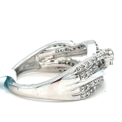 925 Sterling Silver Diamond Swoop Ring 3.80g Size .5CTW Size 71