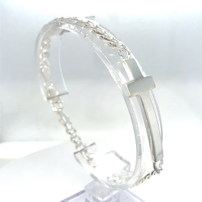 925 Sterling Silver Women’s 8” Cross Cuban Style Bracelet 12.00g 3