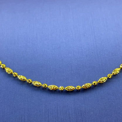 14k Yellow Gold 20” Moon Cut Oval Bead Necklace 6.56g 2mm1