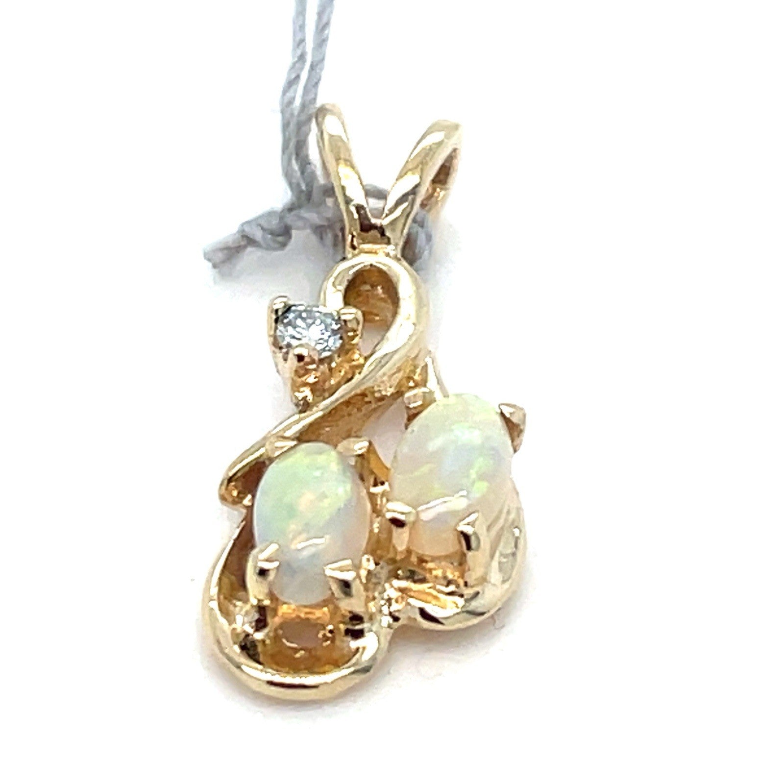 14k Yellow Gold Women’s Opal Diamond Pendant 1.10g 0