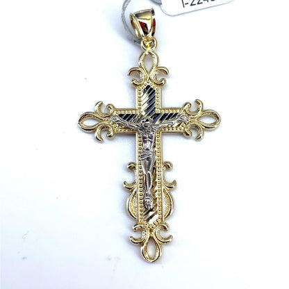 14k Two Tone Gold Cross Pendant 7.20g0