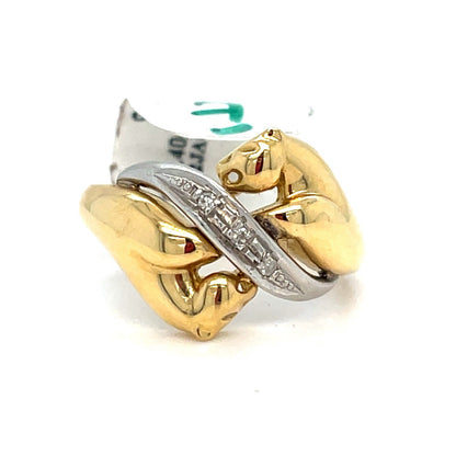14k Two Tone Gold Jaguars Diamond Ring 3.40g Size 60