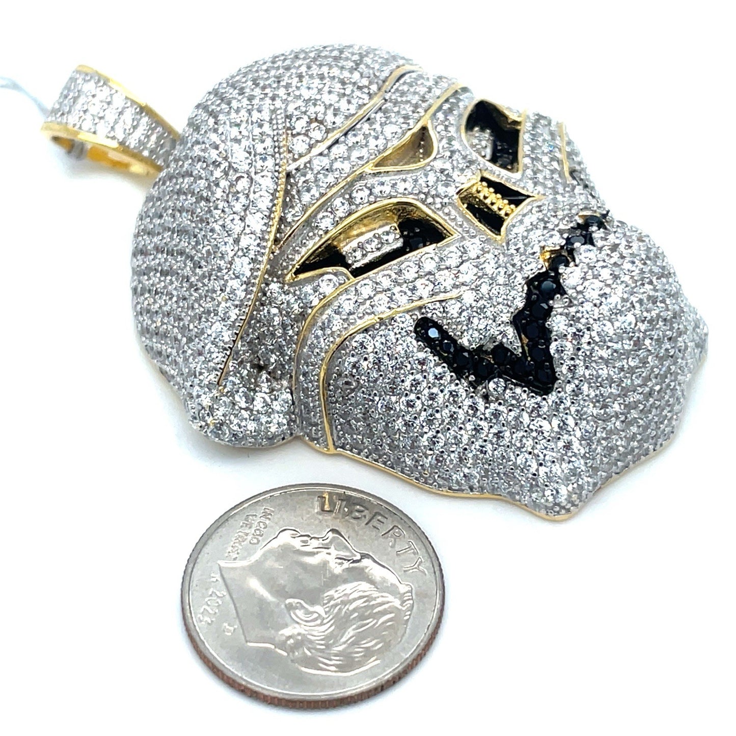 925 Sterling Silver CZ Skull Beret Pendant 32.30g2