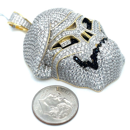 925 Sterling Silver CZ Skull Beret Pendant 32.30g2