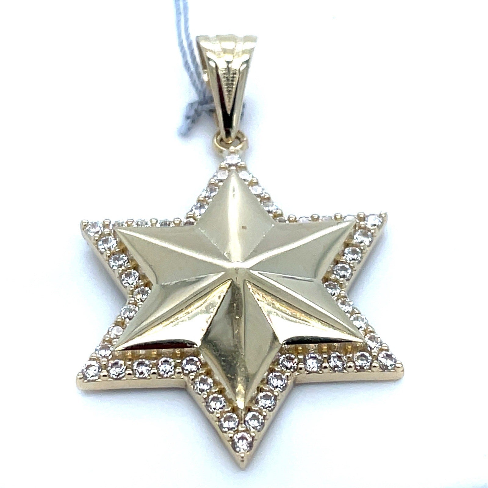 10k Yellow Gold CZ Hollow Star Pendant 3.30g 1
