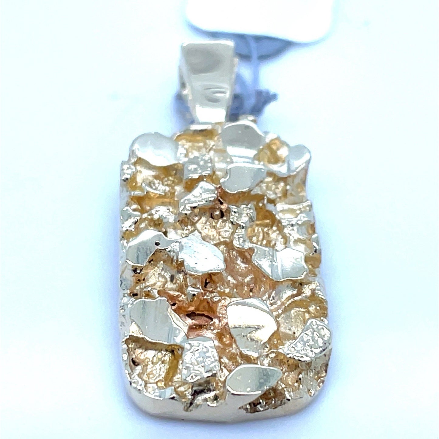 14K Yellow Gold Nugget Dog tag Pendant 7.30g0