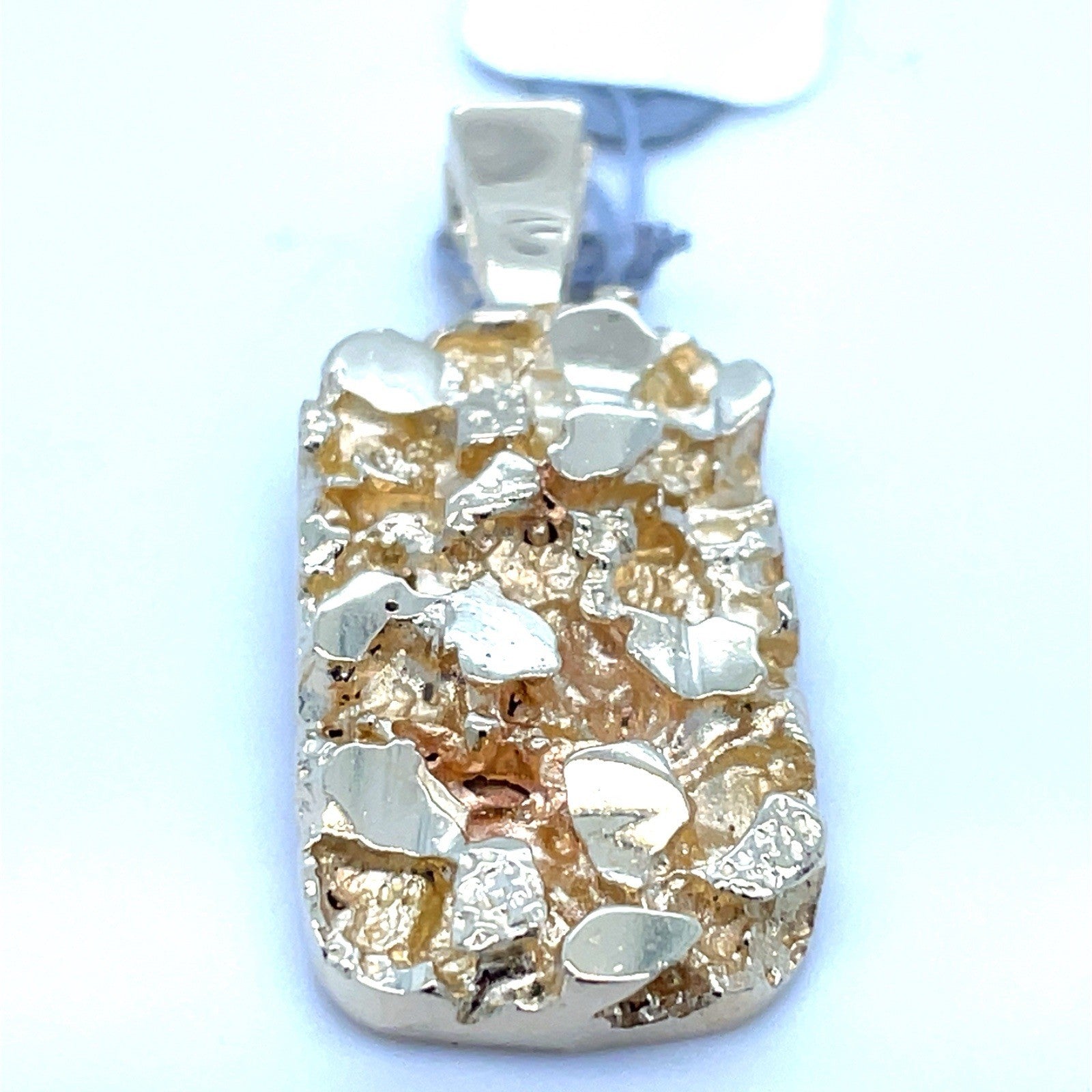 14K Yellow Gold Nugget Dog tag Pendant 7.30g0