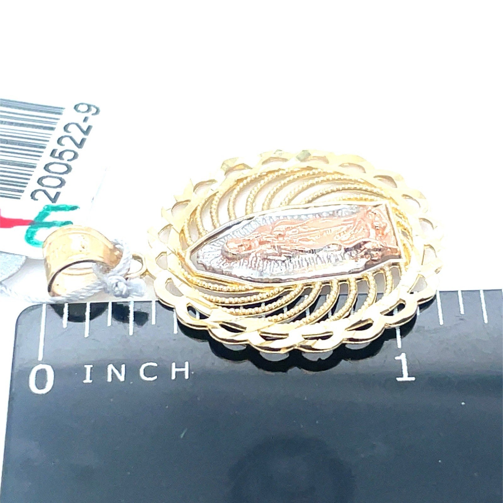 14k Tri Color Gold Round Virgin Mary Pendant 1.90g3