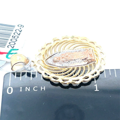 14k Tri Color Gold Round Virgin Mary Pendant 1.90g3