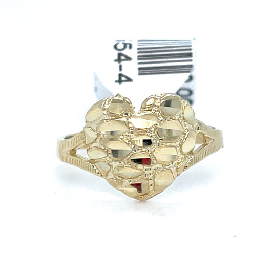 10k Yellow Gold Women’s Nugget Heart Ring 1.80g Size 60
