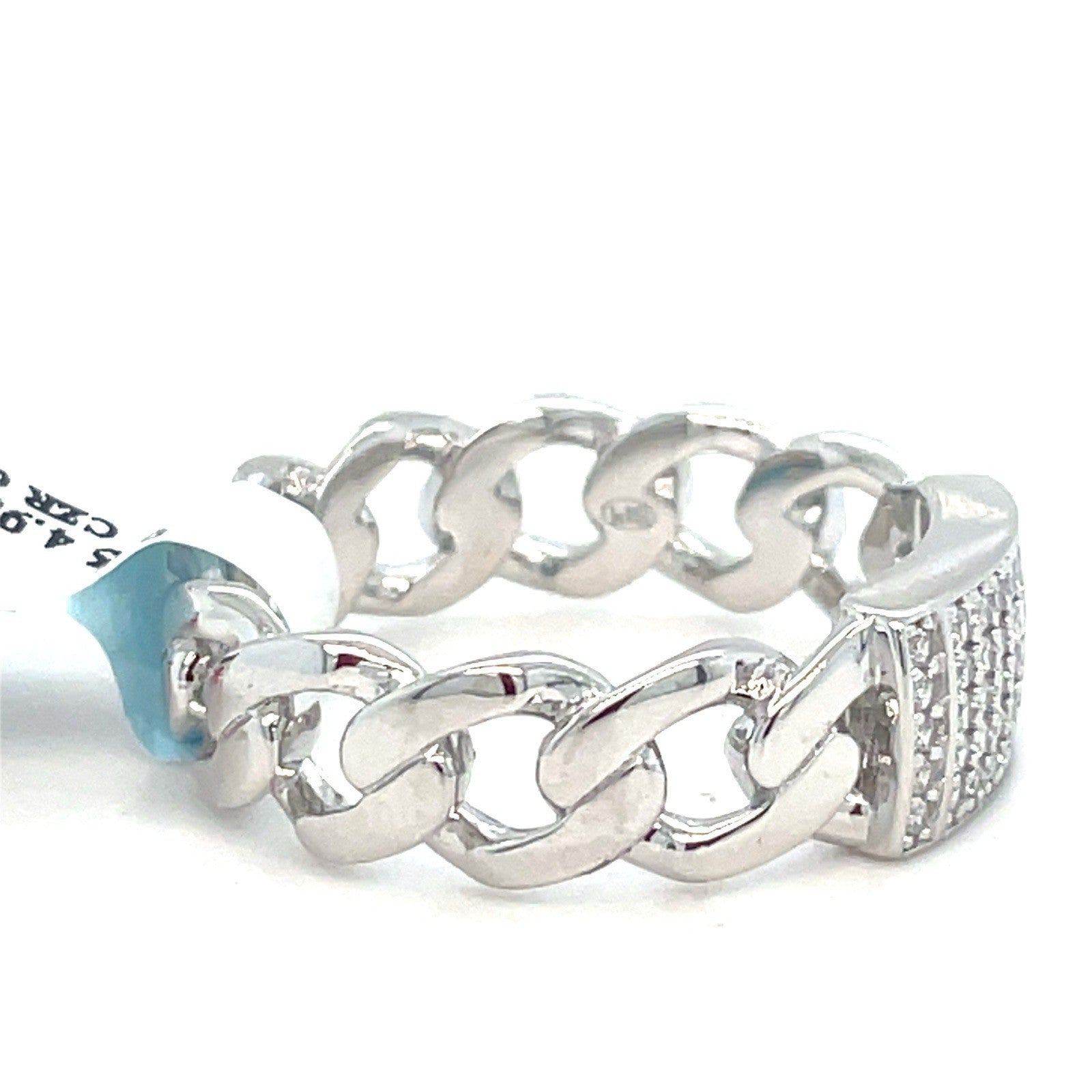 925 Sterling Silver CZ Cuban Style Link  Ring 4.90g Size 91