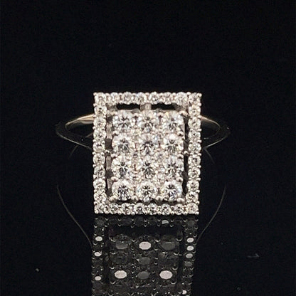 14 karat white gold rectangle diamond cluster ringG-H SI  .77 CTW size 71
