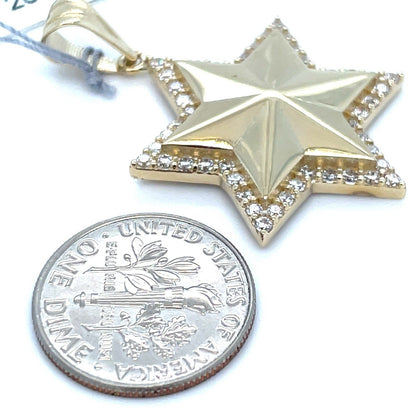 10k Yellow Gold CZ Hollow Star Pendant 3.30g 2