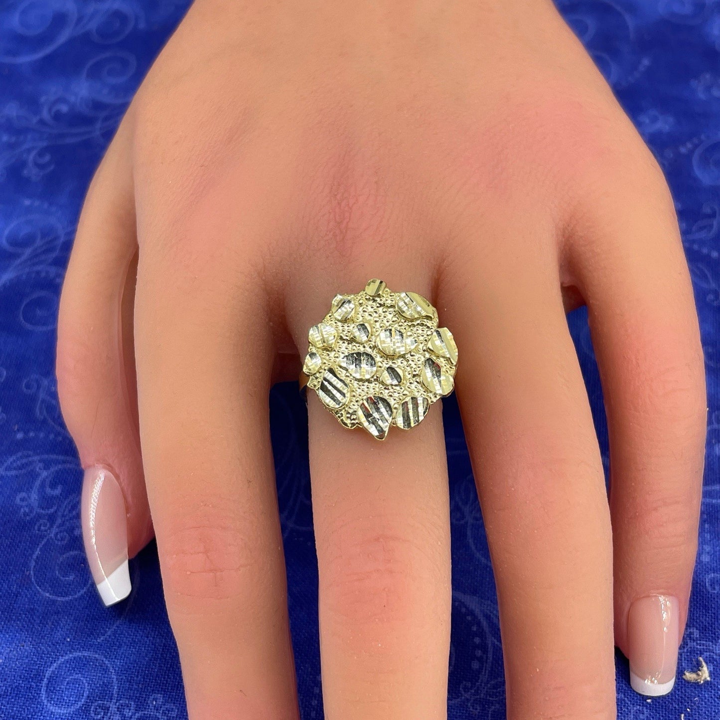 10k Yellow Gold Round Flat Nugget Ring 3.20g Size 7 3