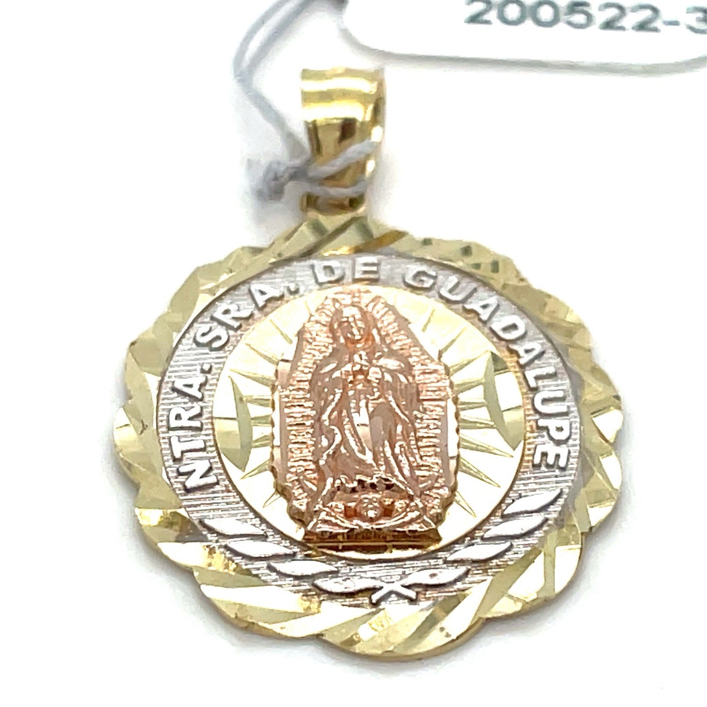 14k Tri Color Gold Oval Virgin Mary Pendant 3.10g1