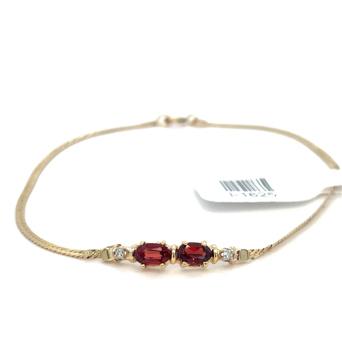 14k Yellow Gold 7” Women’s Garnet Flat Bracelet 1.70g3
