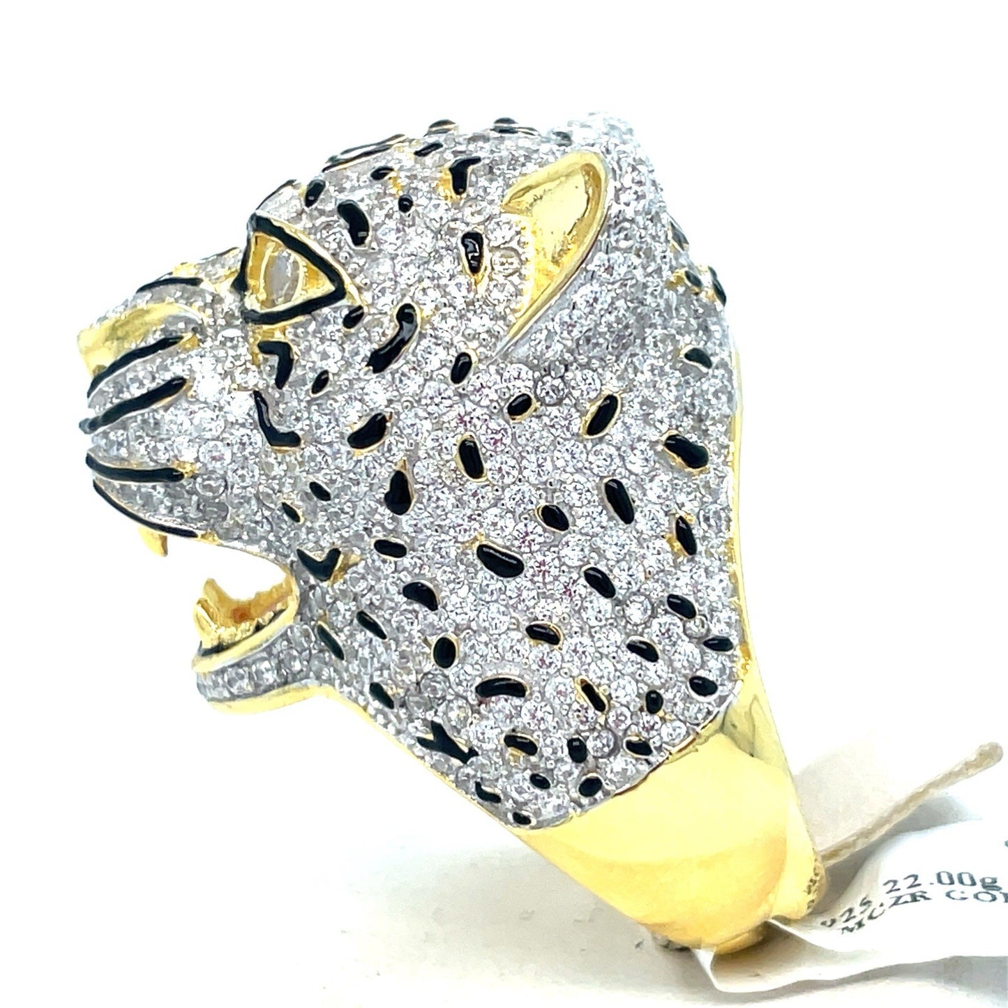 925 Sterling Silver CZ Jaguar Ring 22.00g Size 102