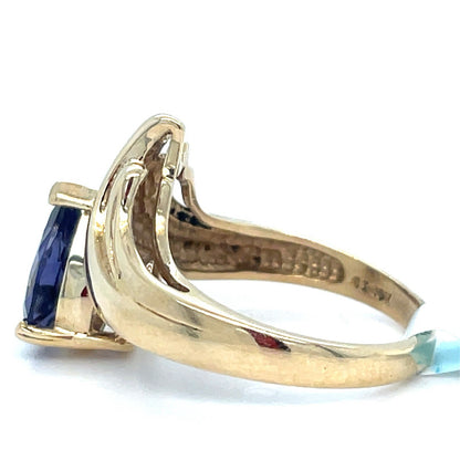 10Kt Yellow Gold Women’s Pear Amethyst Ring 4.40g Size 72