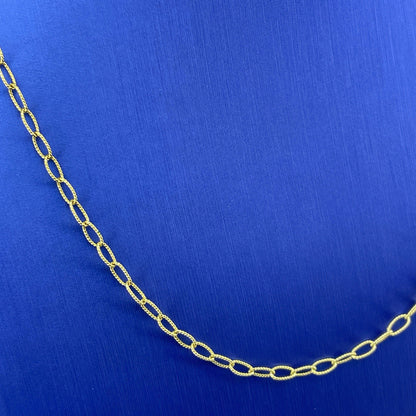 14K Yellow Gold 18” Beaded Oval Link Necklace 4.10g 2