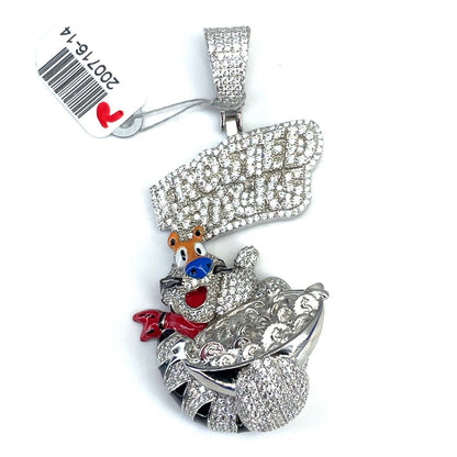 925 Sterling Silver Men’s CZ Frosted Stacks Pendant 31.20g 0