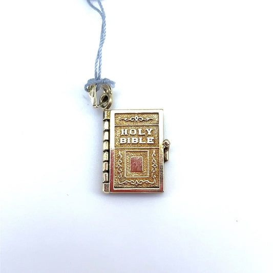 14k Yellow Gold Opening Bible Pendant 3.40g0