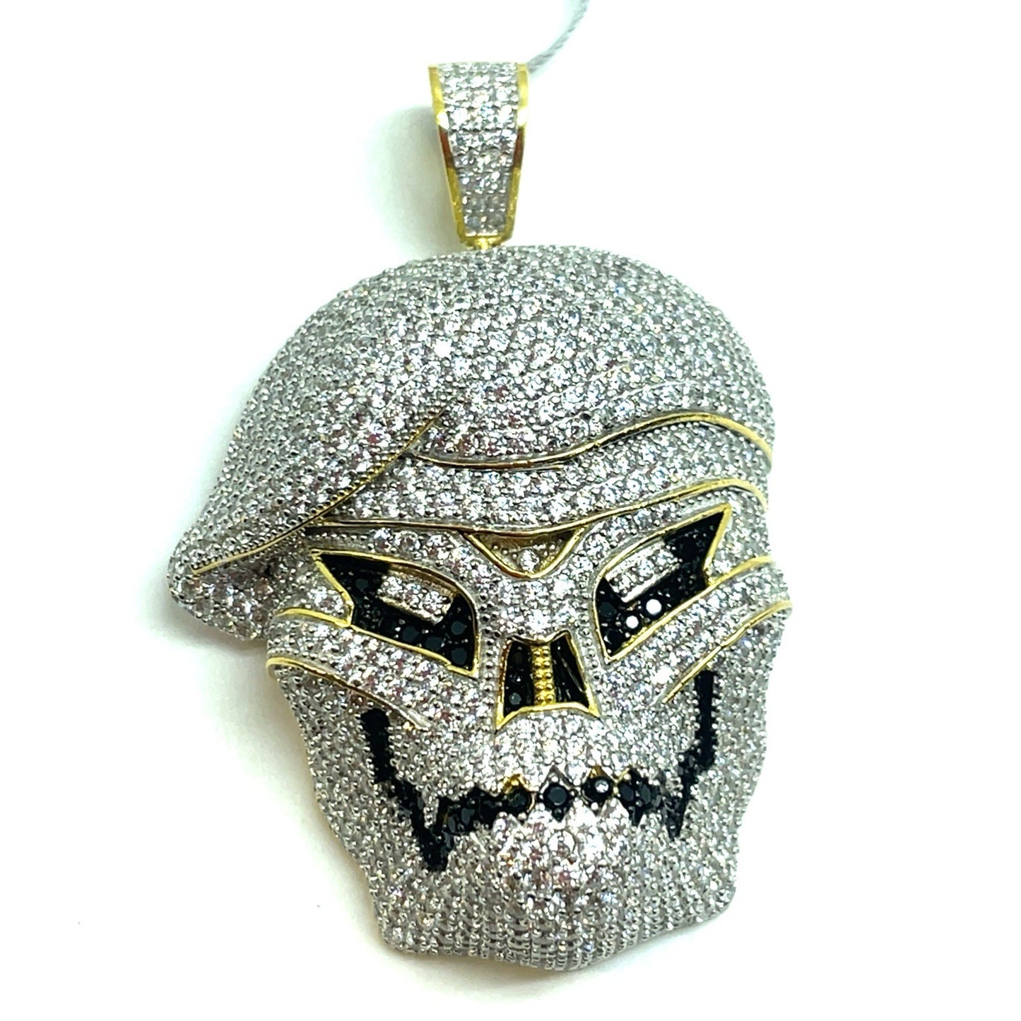 925 Sterling Silver CZ Skull Beret Pendant 32.30g0