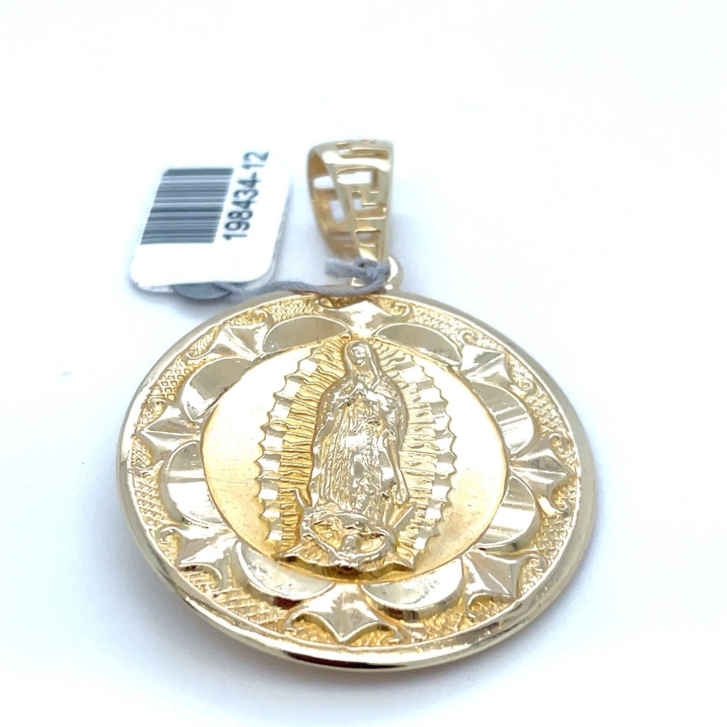 14K Yellow Gold Double Sided Jesús/virgin Mary Pendant 11.40g 1