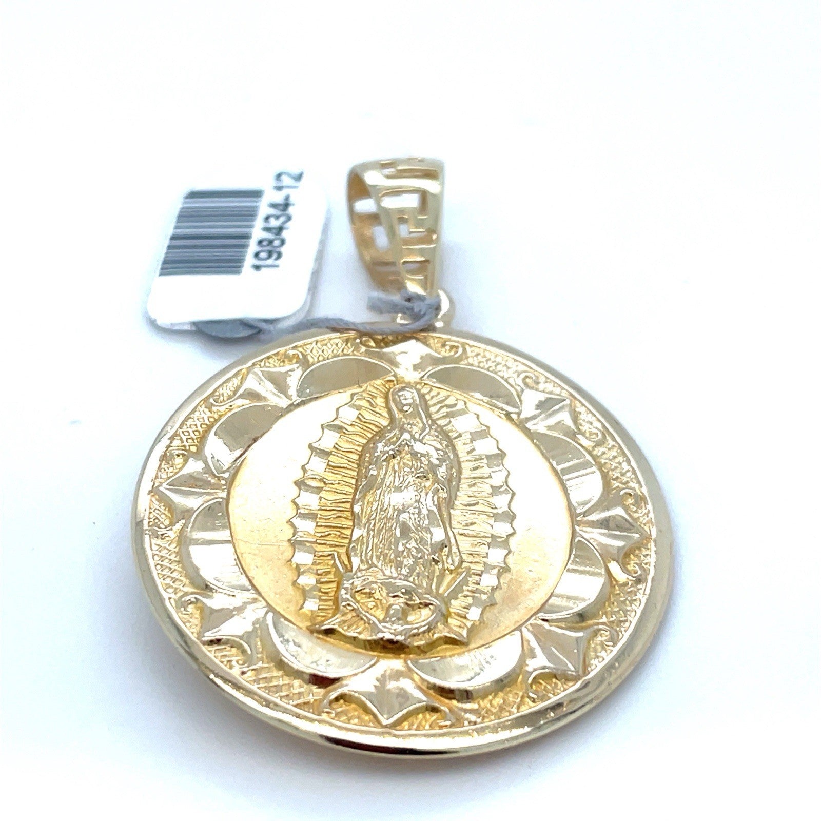 14K Yellow Gold Double Sided Jesús/virgin Mary Pendant 11.40g 1