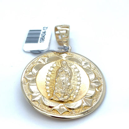 14K Yellow Gold Double Sided Jesús/virgin Mary Pendant 11.40g 1