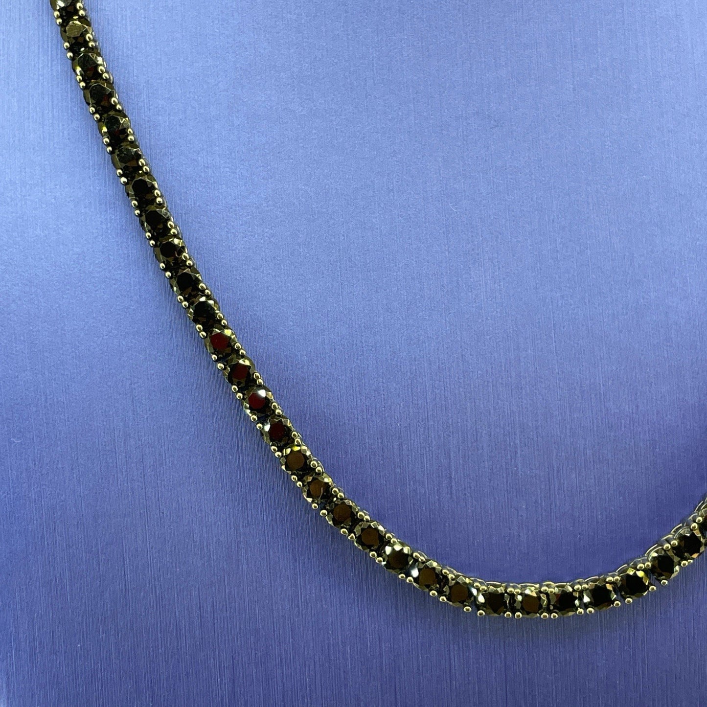 925 Sterling Silver CZ 18” Black Tennis Necklace 27.20g 4mm2