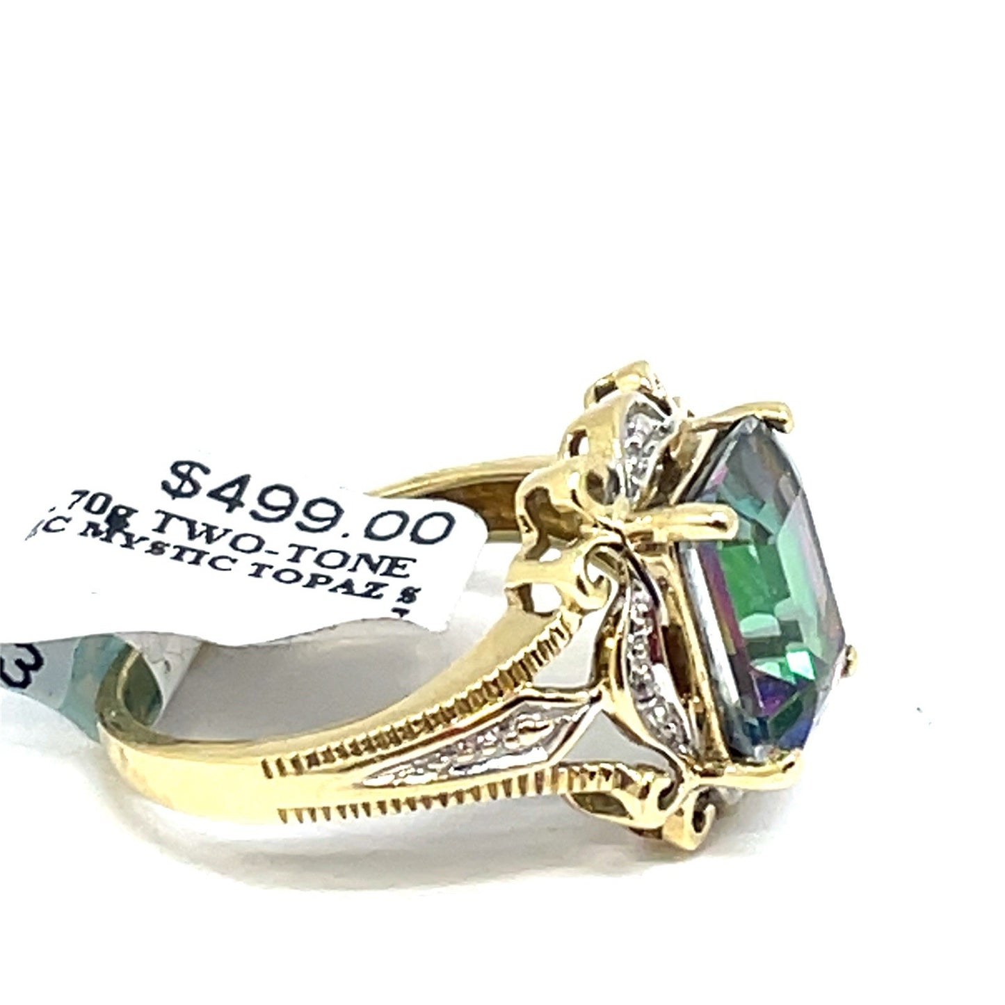 10k Two Tone Gold Women’s Mystic Topaz Ring 3.70g Size 71