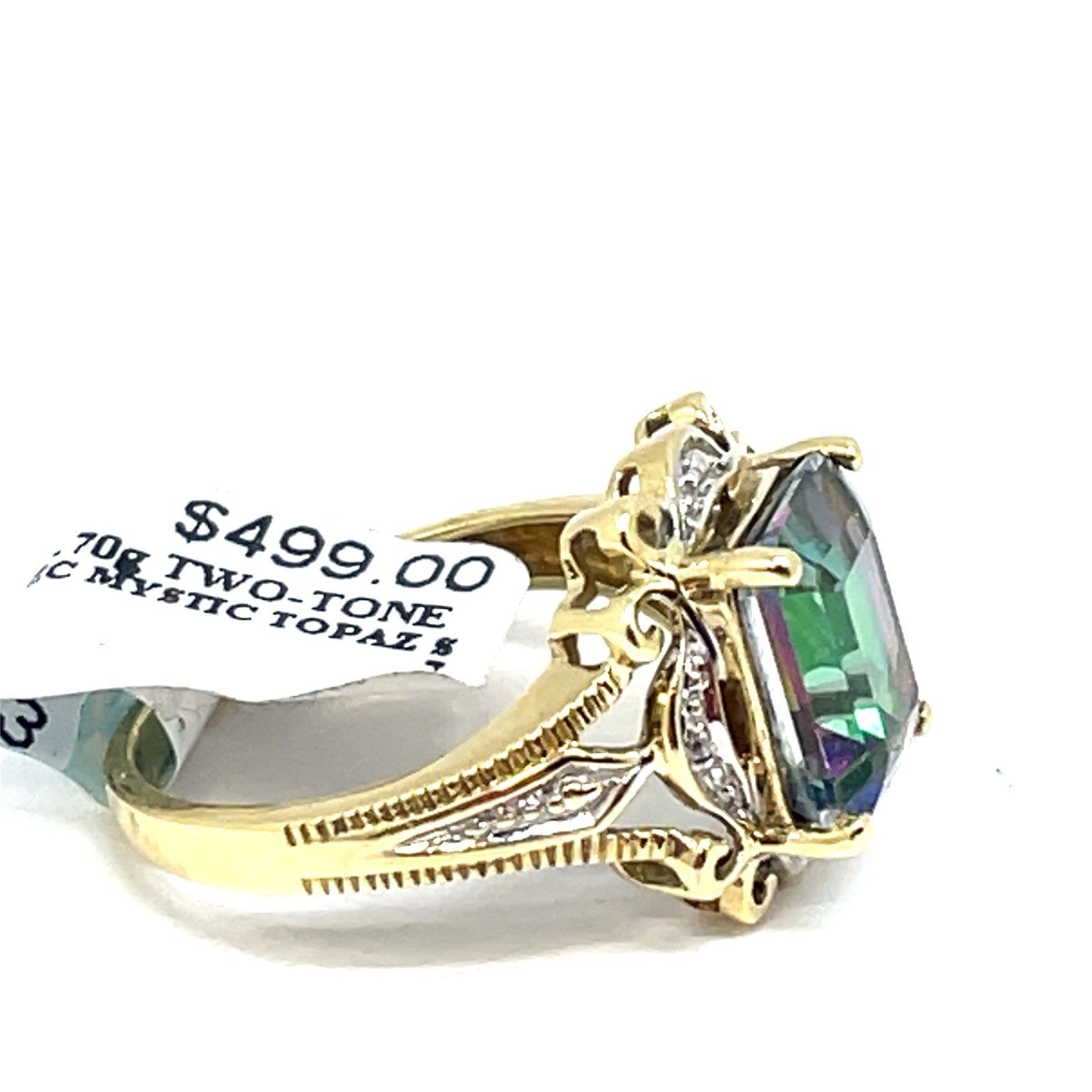 10k Two Tone Gold Women’s Mystic Topaz Ring 3.70g Size 71