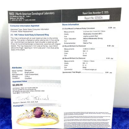 14k Yellow Gold Women’s Ruby And Diamond Ring 3.28g W/ Appraisal5