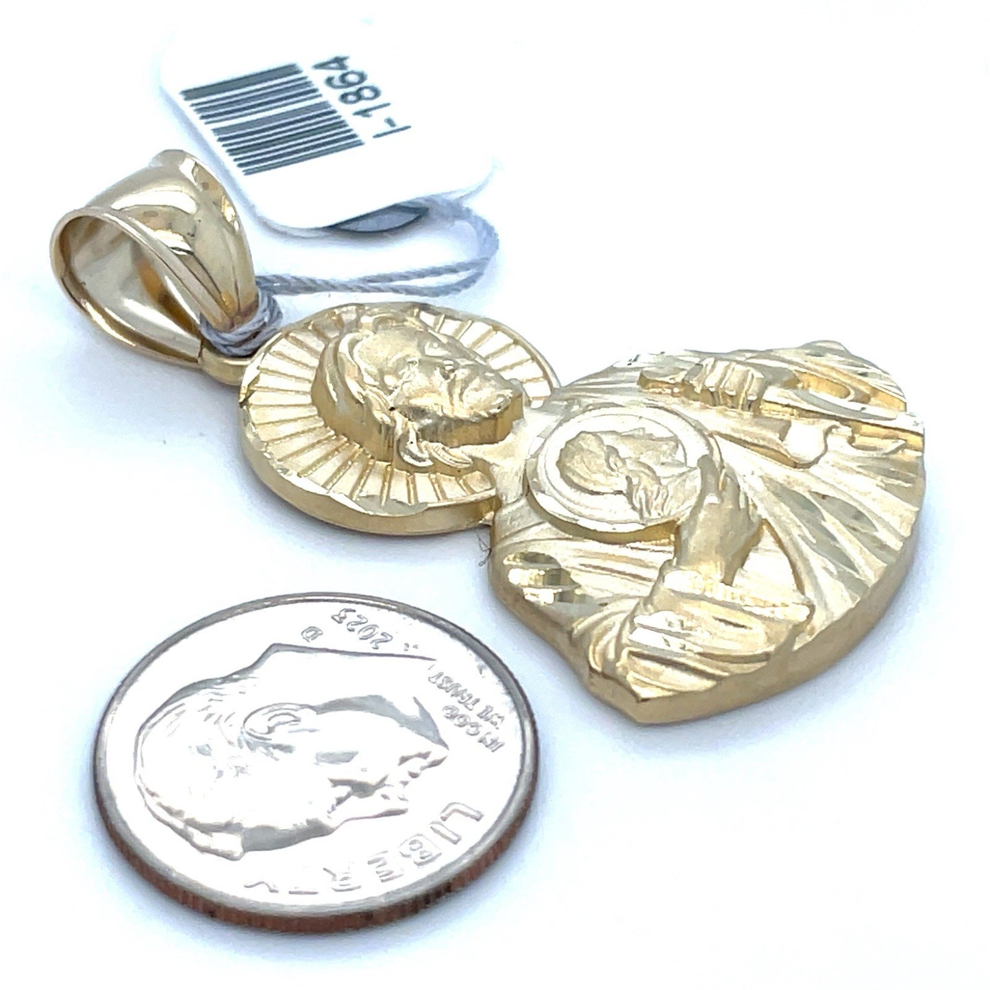 14k Yellow Gold Satin Jesus Pendant 6.64g2