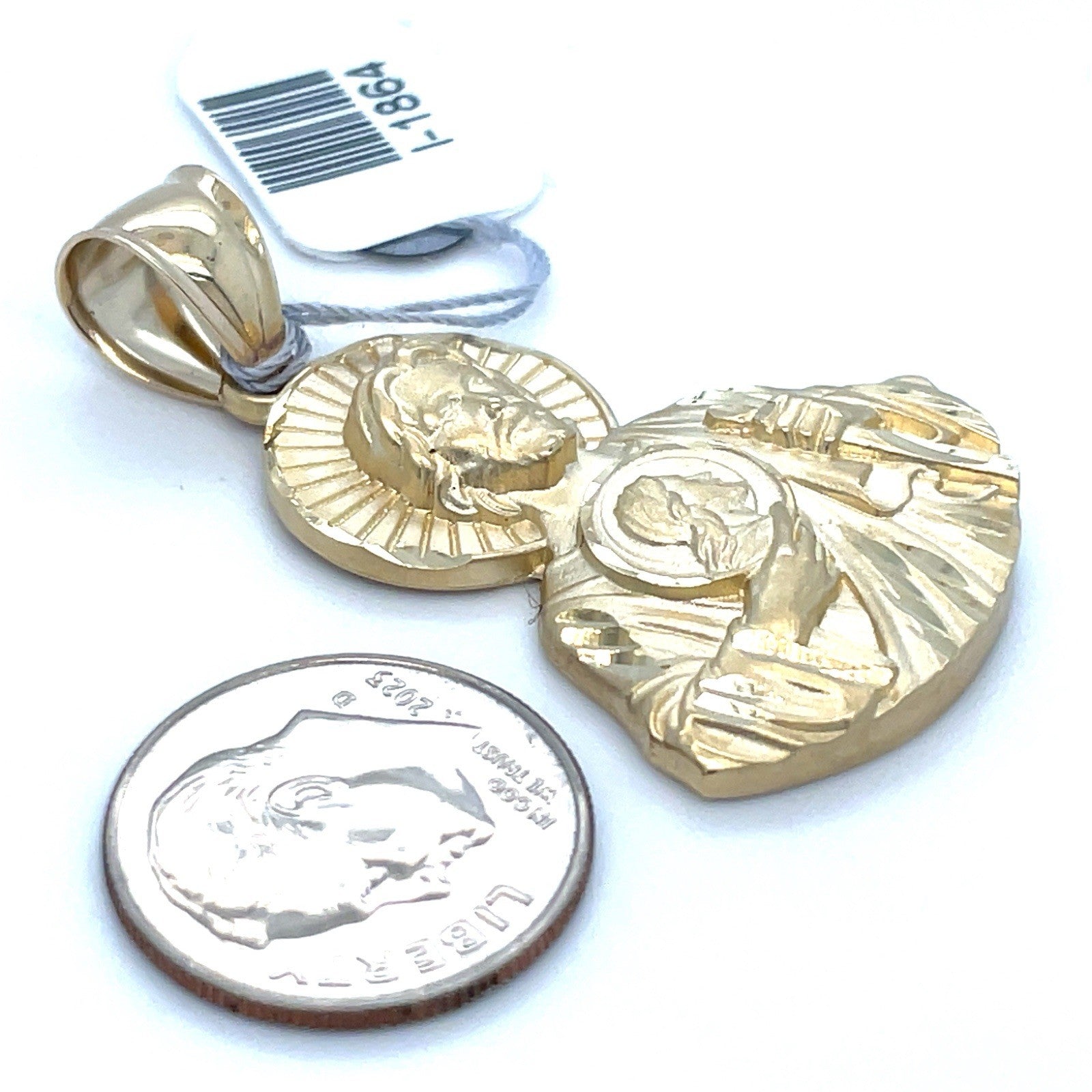 14k Yellow Gold Satin Jesus Pendant 6.64g2